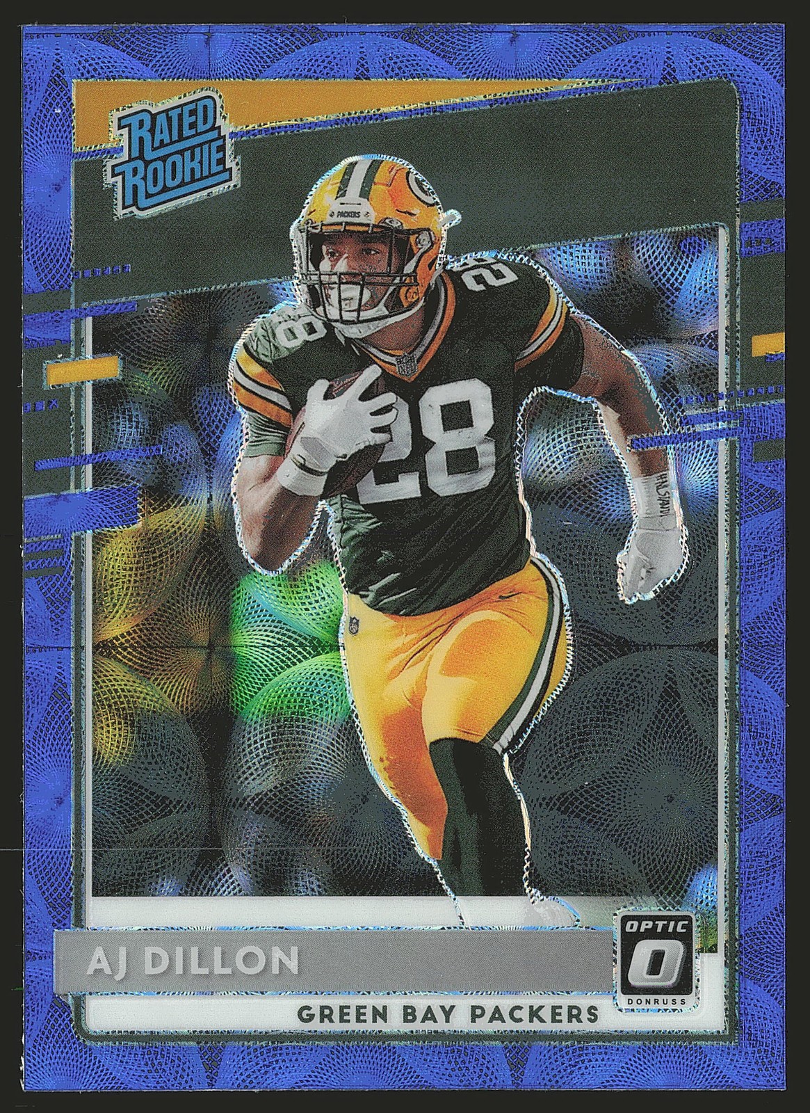 2020 Donruss Optic #174 AJ Dillon Blue Scope RC