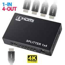 1x4 HDMI Splitter 1 In 4 Out 4K UHD HD 1080P 4-Port Repeater Splitter Amplifier