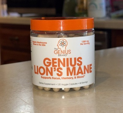 GENIUS LION S MANE Supplement Organic Capsules 1200 Mg 120 Capsules