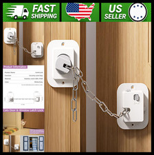 Child Proof Door Lock Adjustable Strap 3M Adhesive Safety Locks 4 Pack