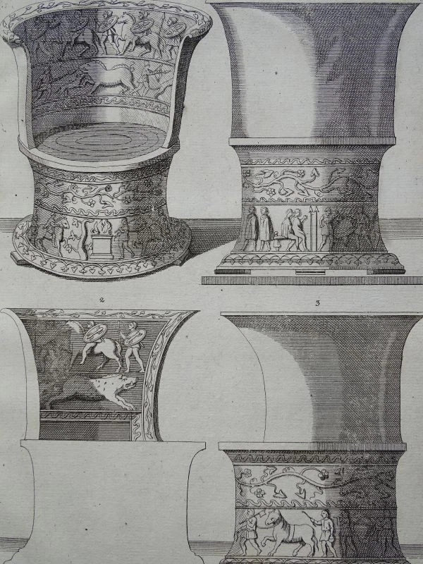 Thron Mithras Relief Antike Museum Etruscum Montfaucon EA Gori Kupferstich 1770 - Bild 2 von 2