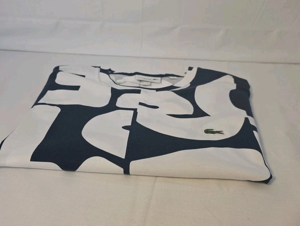 Camiseta Lacoste Para Hombres Estampada Logo Gráfico en Blanco Azul Talla XL NUEVA  Foto 4 de 4