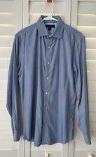 Banana Republic Non-Iron Tailored Slim Fit Dress Shirt Blue Check M 15-15.5