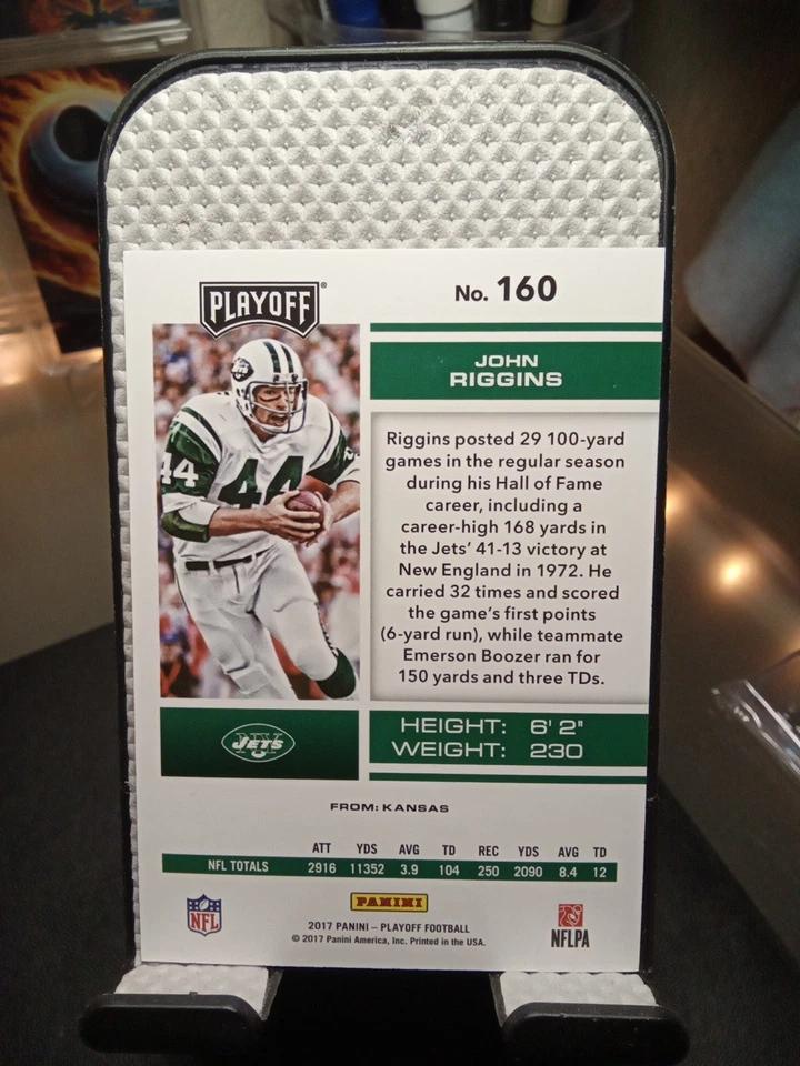 2017 Panini Playoff 4th Down Green Parallel 3/10 John Riggins NY Jets - Image 2 of 3