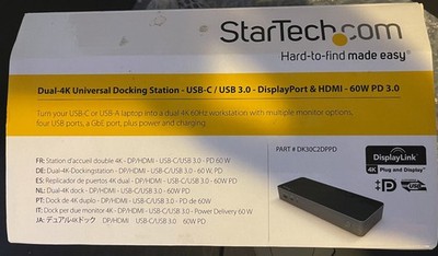 StarTech Dual 4K Universal Laptop Docking Station DK30C2DPPD