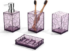 Lavender Purple Bathroom Accessories Set with Toothbrush Holder, Soap Dispenser,