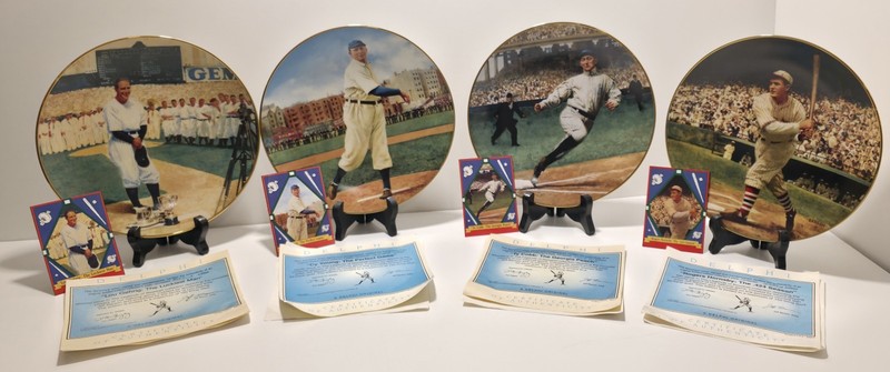 Bradford Exchange Baseball Plates Ty Cobb Rogers Hornsby Lou Gehrig Cy Young COA