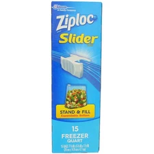 4 Pack Ziploc Slider Freezer Bags, 1 Quart, 15 Ct