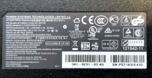Netzteil für Cisco Router/ Power Systems/ FA060LS1-00/ 12V / 5A/60W/ 341-0231-03 - Bild 2 von 3