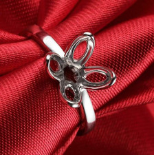 Semi Mount Round Women's Engagement Ring 14K White Gold Plated Sliver