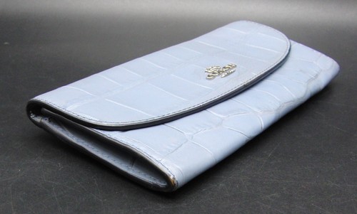 Coach Blue Croc Leather Wallet Purse with 8 Card Holders and Coin Pocket - Picture 5 of 9