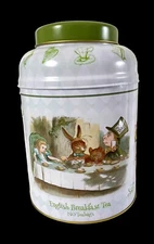 English Breakfast Tea Alice in Wonderland 240 Teabag Canister. Empty