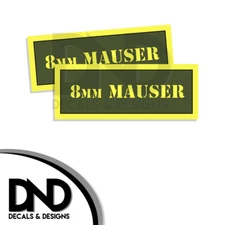 8MM Mauser Ammo Can Decal Gun Ammunition Box Firearm Gloss Sticker AG - 2 Pack