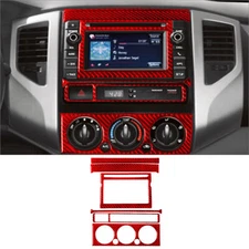 Red Carbon Fiber Interior Central Console Cover Trim For Toyota Tacoma 2013-14