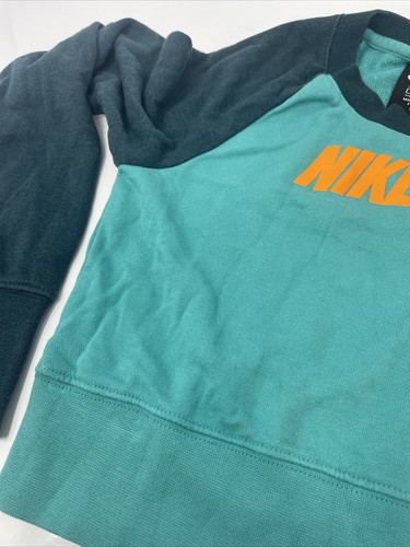 Nike Cropped Crewneck Sweatshirt Kids Girls Size Small Teal Air Logo - Picture 4 of 18
