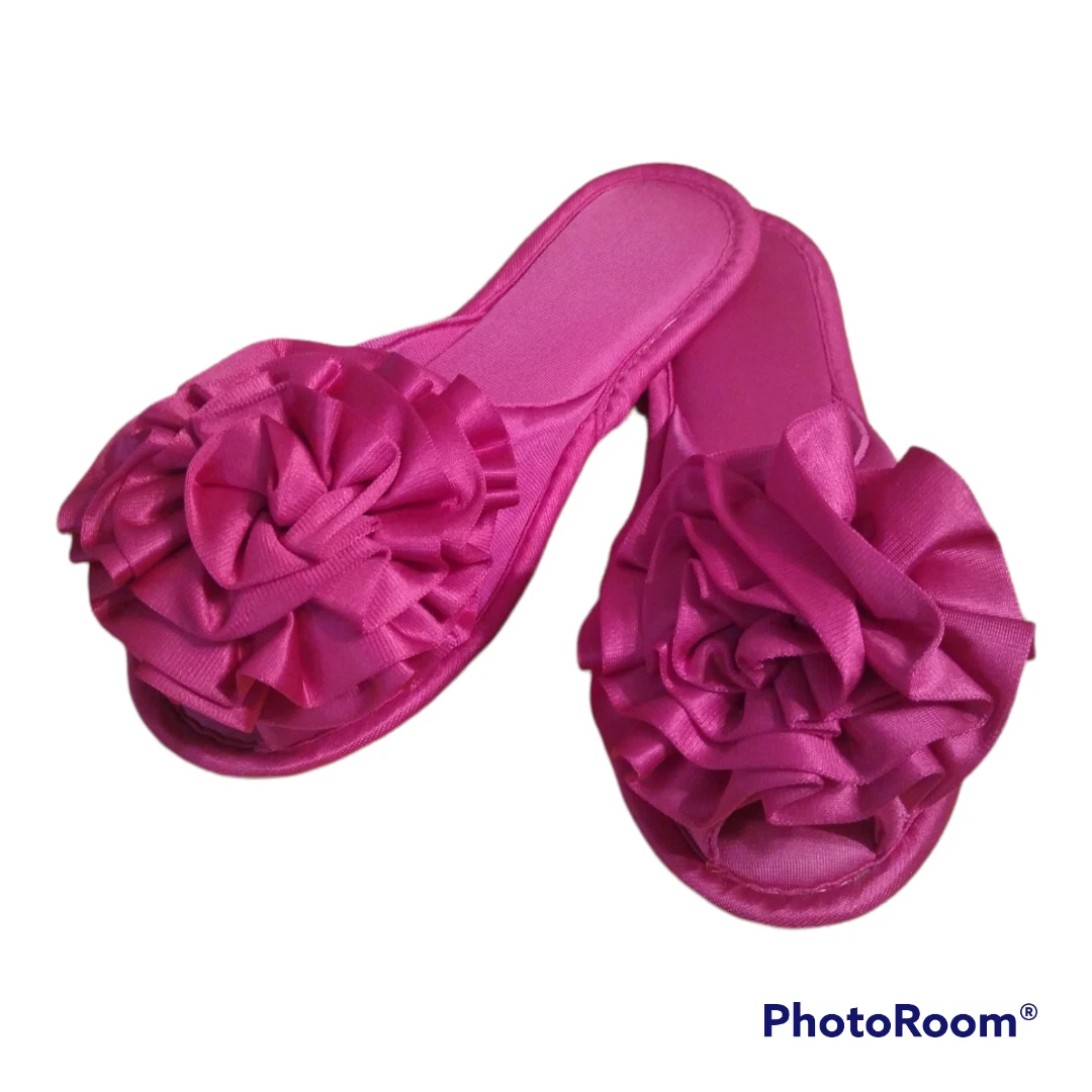 USA Nancy King Lingerie Washable Scuffs Pink Bedroom Shoes Small 5 1 2 to 6 1 2