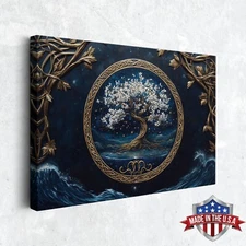 Moonlit Grove Tree of Life Wall Art – Mystical Forest on Gallery Wrapped Canvas