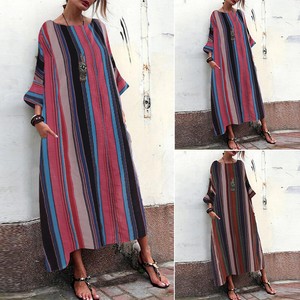 bohemia striped shirt maxi dress