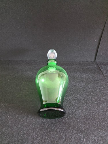 Vintage Ampolla Bottiglia Vetro Soffiato Verde con Tappo - Foto 4 di 4