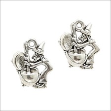 50pcs Witch Antique Silver Charms Pendants for Jewelry Making Earrings 18 14mm