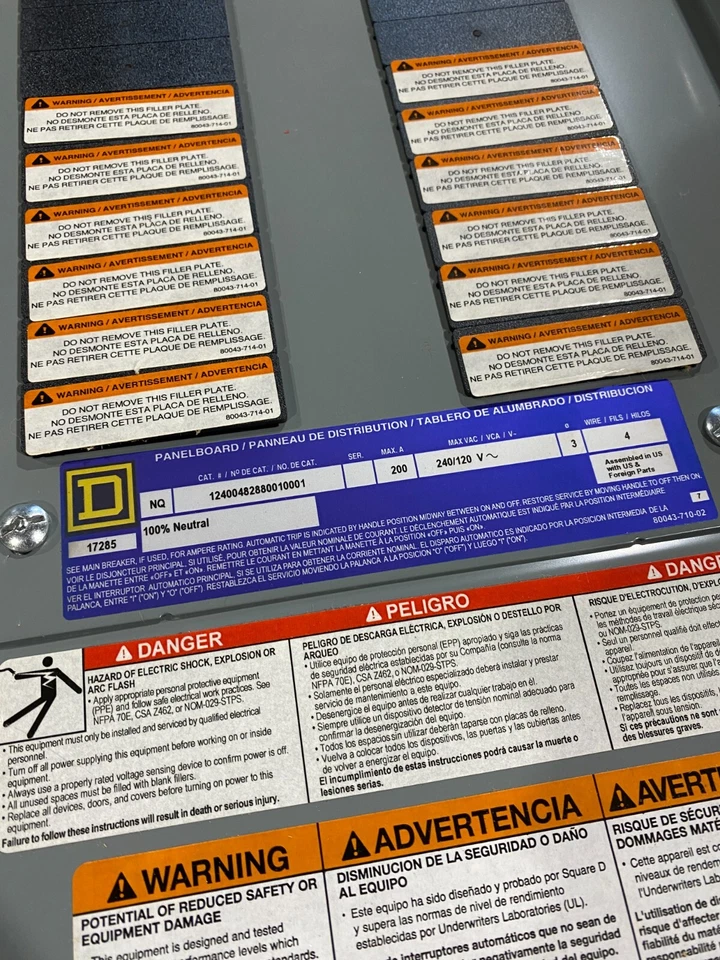 Square D NQ Panelboard Interior 200A 240/120V 3PH 4W 30 Space Main QBL2200 NOS - Image 2 of 4
