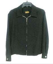 Virgo II Zip Up Jacket Womens Size 10 Long Sleeve Rayon Blend Black USA Made
