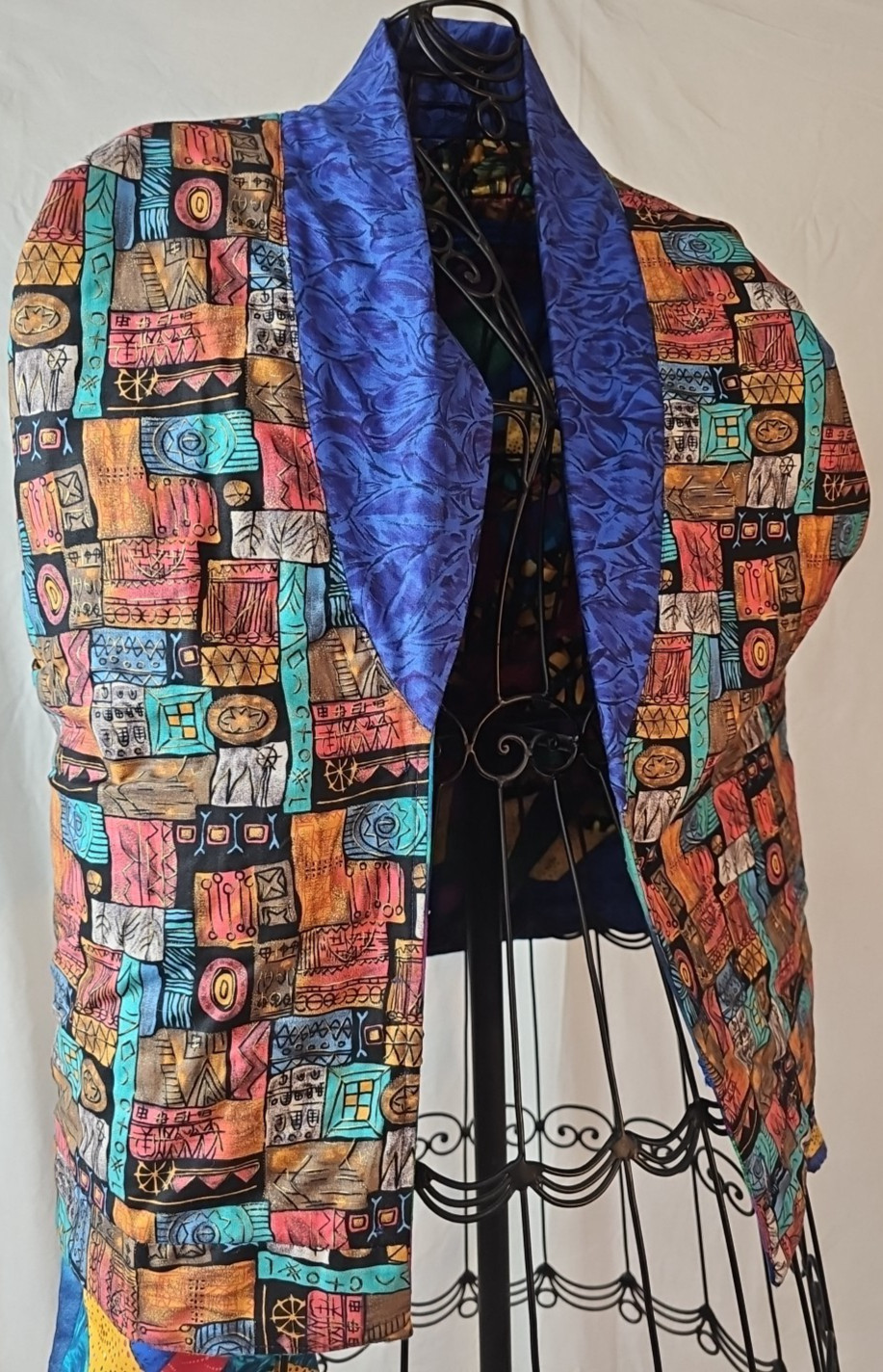 Patchwork Jacket Women's Large Handmade (?) Vibra… - image 13