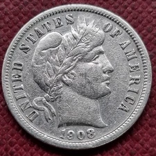 1908 D Barber Dime 10c Better Grade XF + #79476
