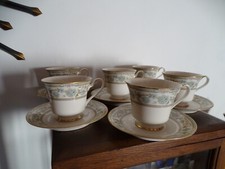 6 tasses à café en porcelaine Noritake Ivory China décor Miyoshi Japan , vintage
