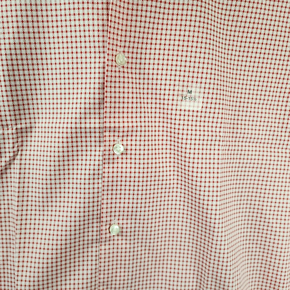 Camisa de vestir CLUB ROOM ajuste regular a cuadros para hombre M 15-15,5 rojo/blanco cuello puntiagudo~ Foto 4 de 4