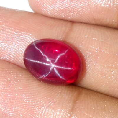 Regular Red Ruby Star 6 Rays Oval Cabochon 10.40Cts. Loose Gemstone For Jewelry