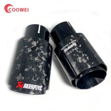 1PCS Glossy Forge Carbon Fiber Black AKRAPOVIC Exhaust Tip 3''/3.5''/4''/4.5''