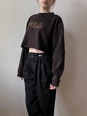 True Vintage Fila Pullover Sweater Jumper braun orange cropped onesize L 90er - Bild 1 von 4