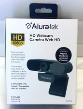 Aluratek HD 1080P USB Webcam w/Built-In Mic. AWC03F