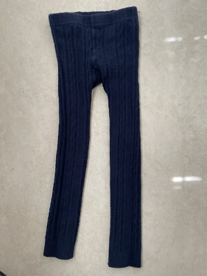 Girl's Mini Boden Cable Knit Footless Navy Tights Sz 5-6