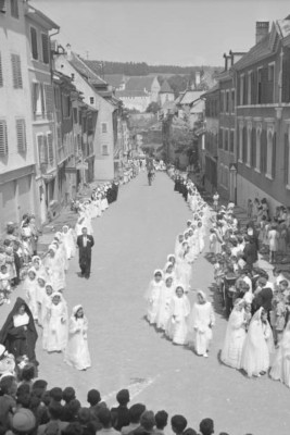 Corpus Christi celebration, Porrentruy 1950 Historic Switzerland 4x6 Photo