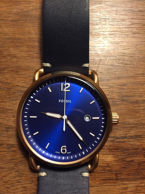 Men's Fossil Watch: "The Commuter" Model - Blue Face, Blue Genuine