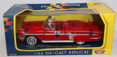 MOTOR MAX 1958 CHEVROLET IMPALA CONVERTIBLE DIECAST CAR 1:24 RED
