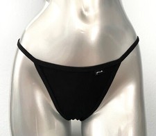 PINK Victoria's Secret V String Panty Cotton Blend Ribbed Black M L XL