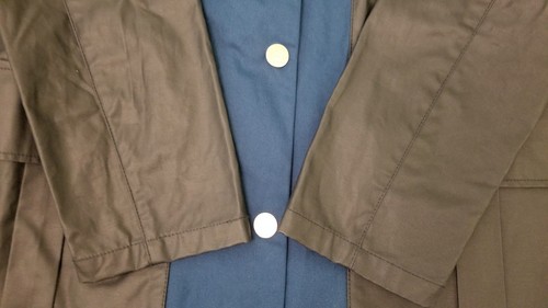 NWOT Tommy Hilfiger Womens Button Up Navy Canvas Hooded Long Rain Jacket Large - Picture 3 of 12