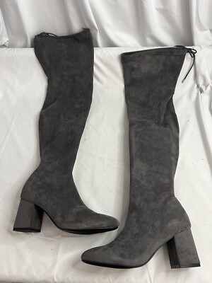 JustFab Dauphine Womens Gray Over The Knee Faux Suede Boots