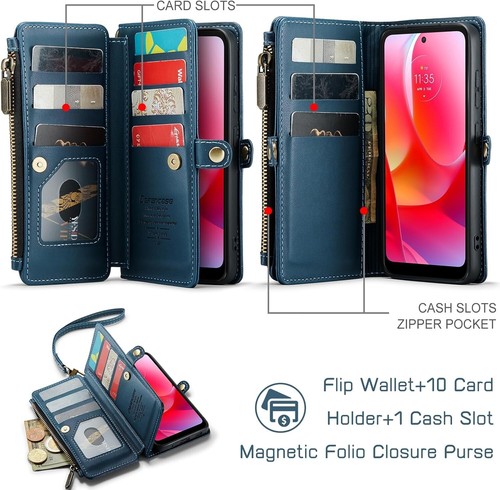 Moto G Power 2022 Wallet Case RFID Schutz Blau NEU - Bild 3 von 7