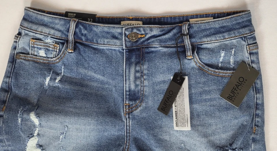 Buffalo David Bitton NWT Women's 32 Lexi Semi Hi Stretch Distressed Denim Shorts - Image 3 of 4