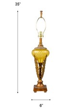 SR105-DALE TIFFANY 6X35 LEAF BLOWN GLASS BASE REC-18"D FABRIC SHADE