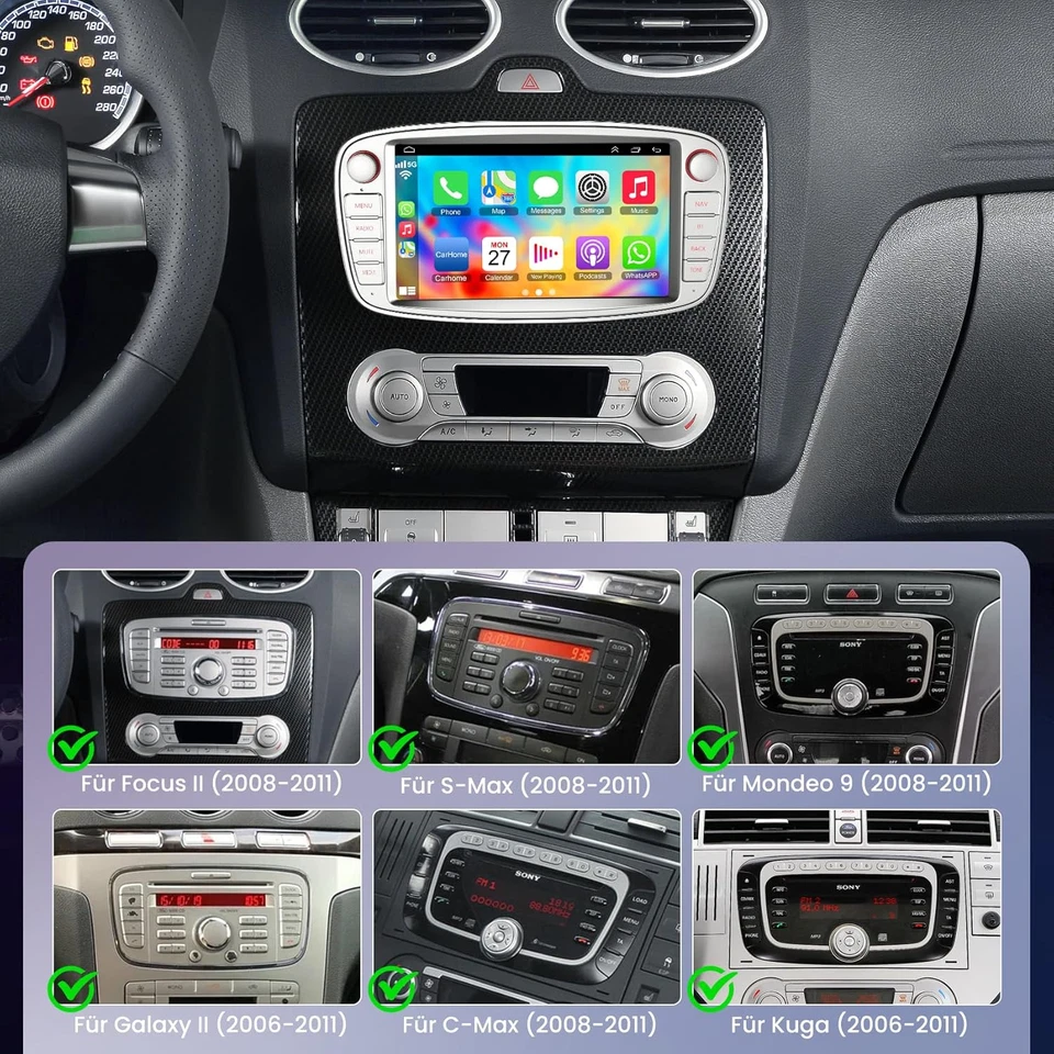 Android 14.0 Autoradio GPS Für Ford Focus Mondeo MK4 S-Max DVD DAB BT-5.0 CANBUS - Bild 2 von 4