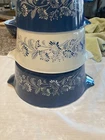 Vintage Pyrex 3 "Colonial Mist" Casserole Dishes 2Lids 475 474 473 Blue White