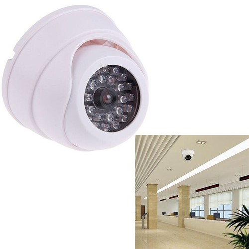 Security Dome Fake Camera Red Flash LED Light Indoor Outdoor Video Surveillance - Afbeelding 4 van 6