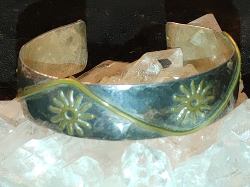 Phyllis Lang Sterling Silver & Bronze Accent Sun Hammered Cuff Bracelet - Picture 2 of 9