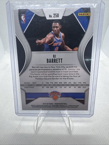 Prizm RJ Barrett RC Prizms Silver Rookie #250 Knicks 2019-20 - Imagen 3 de 3