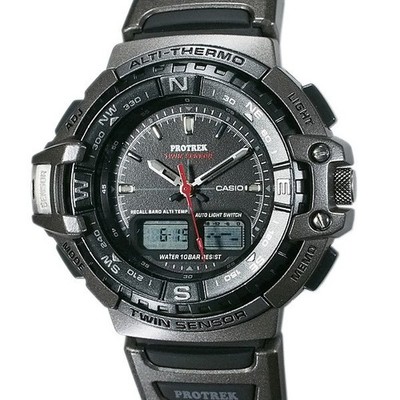 Casio Pro Trek PRT-700 Twin Sensor Rubber Quartz Herrenuhr funktioniert